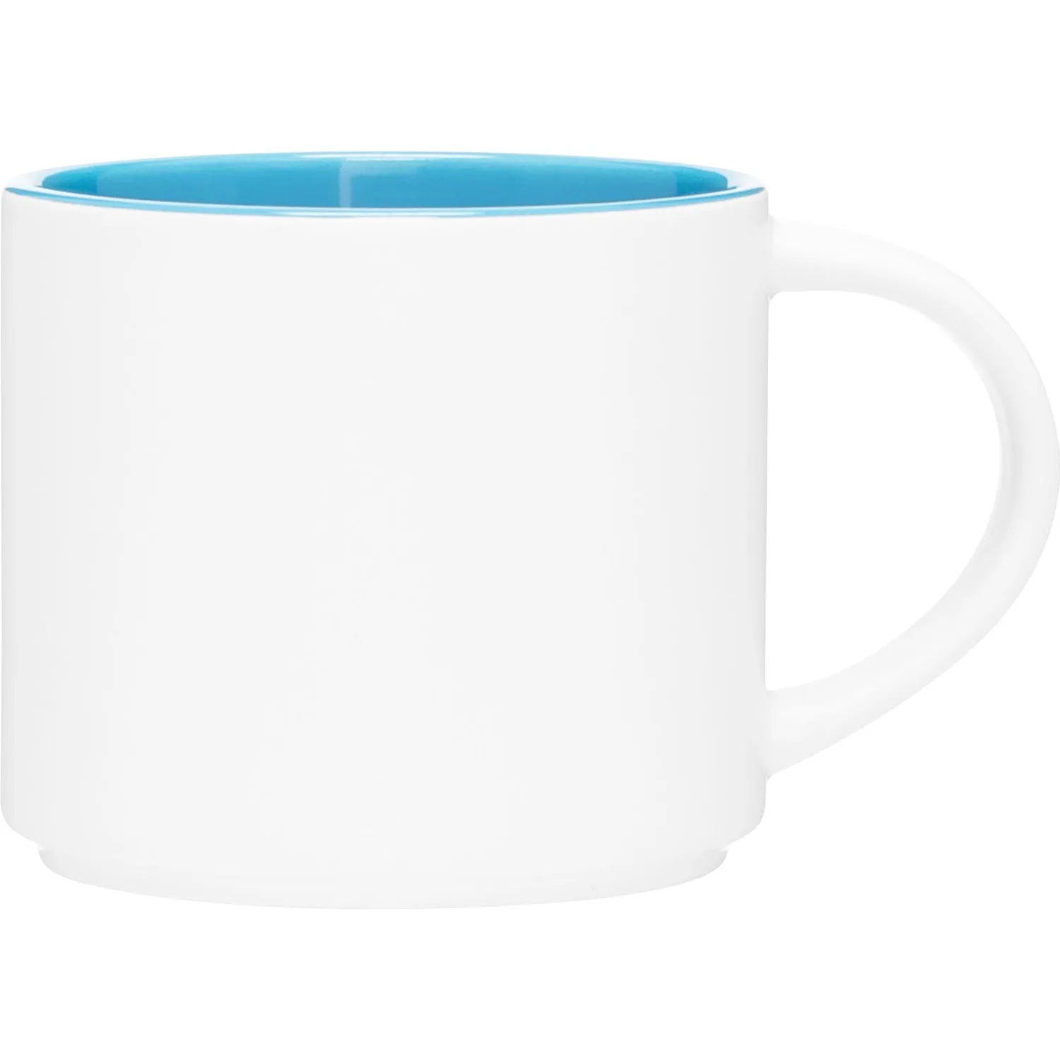 16 oz Monaco Ceramic Mug (Matte White/Sky Blue) view 2