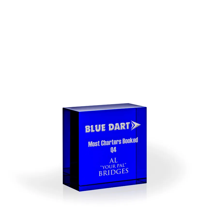 Hudson Blue Crystal Paperweight
