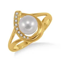 Jilco Inc Pearl & Diamond Ring - Size 6.5