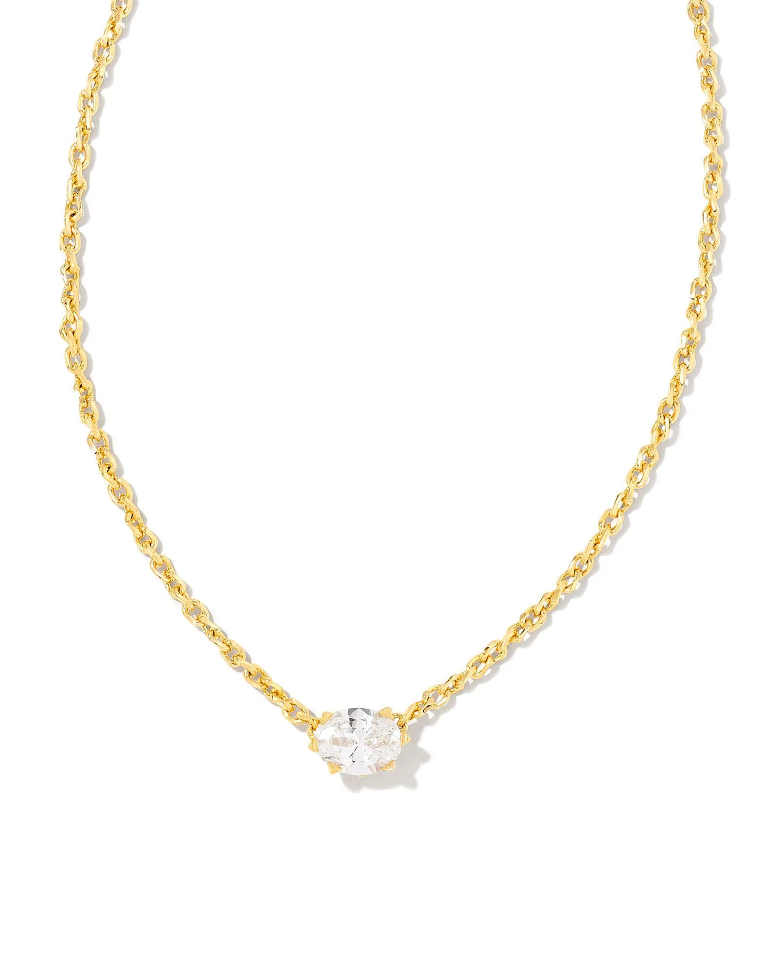 Kendra Scott Cailin Gold Pendant Necklace - White Crystal