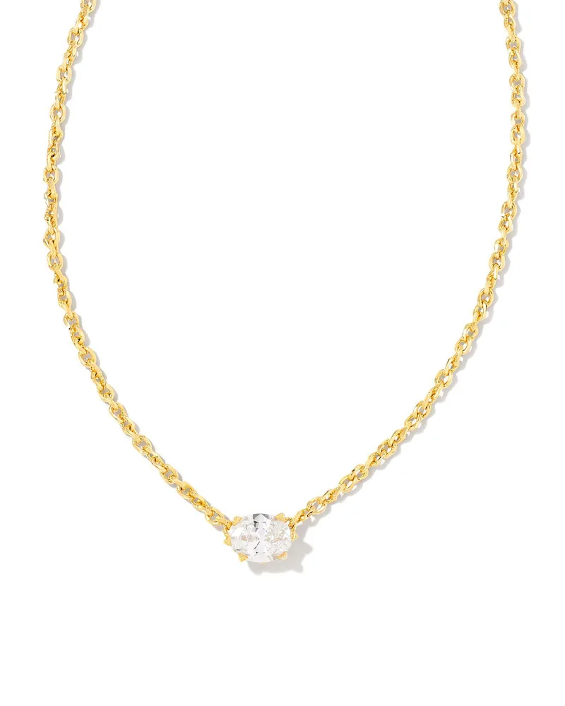 Kendra Scott Cailin Gold Pendant Necklace - White Crystal