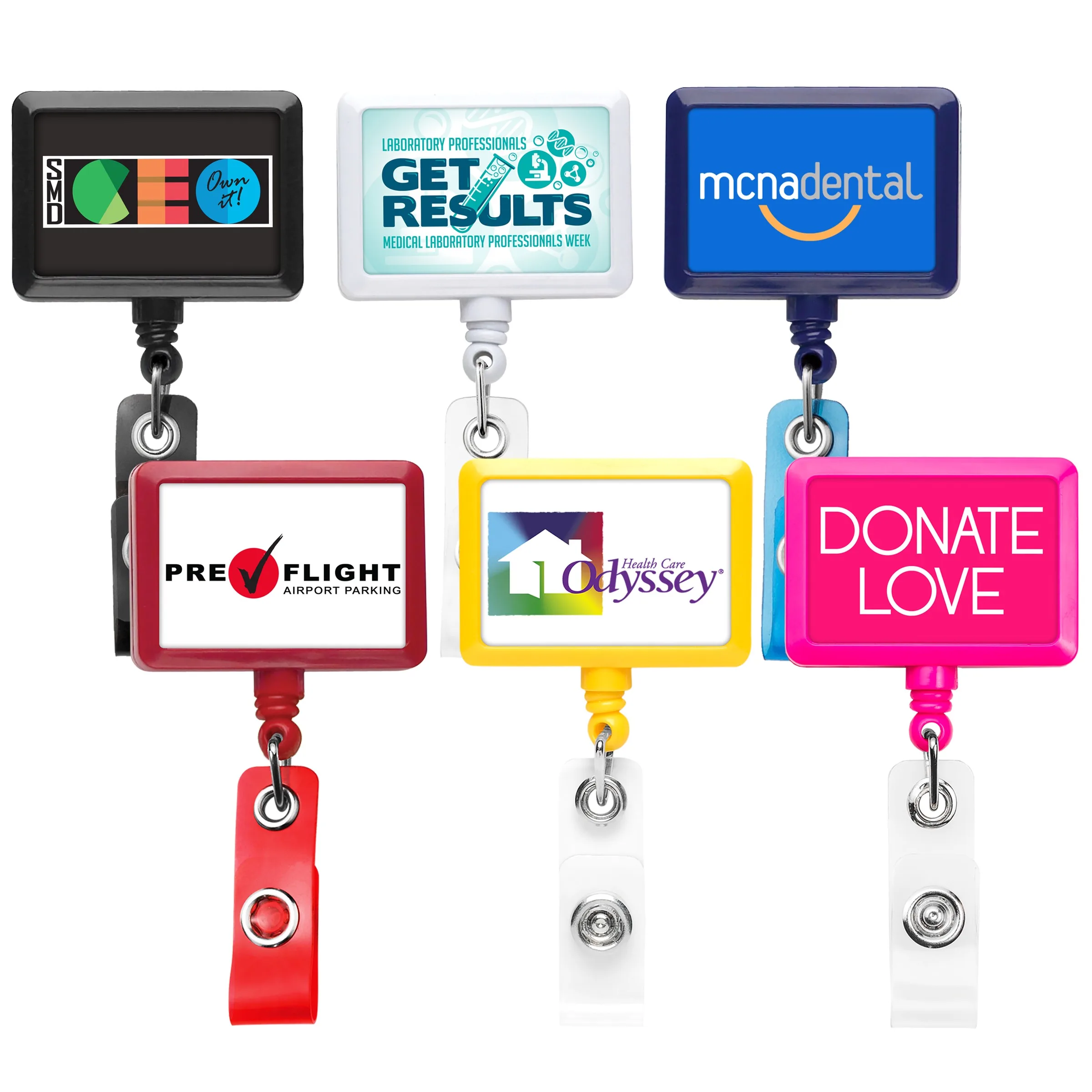 Rectangle Retractable Badge Reel, solid color