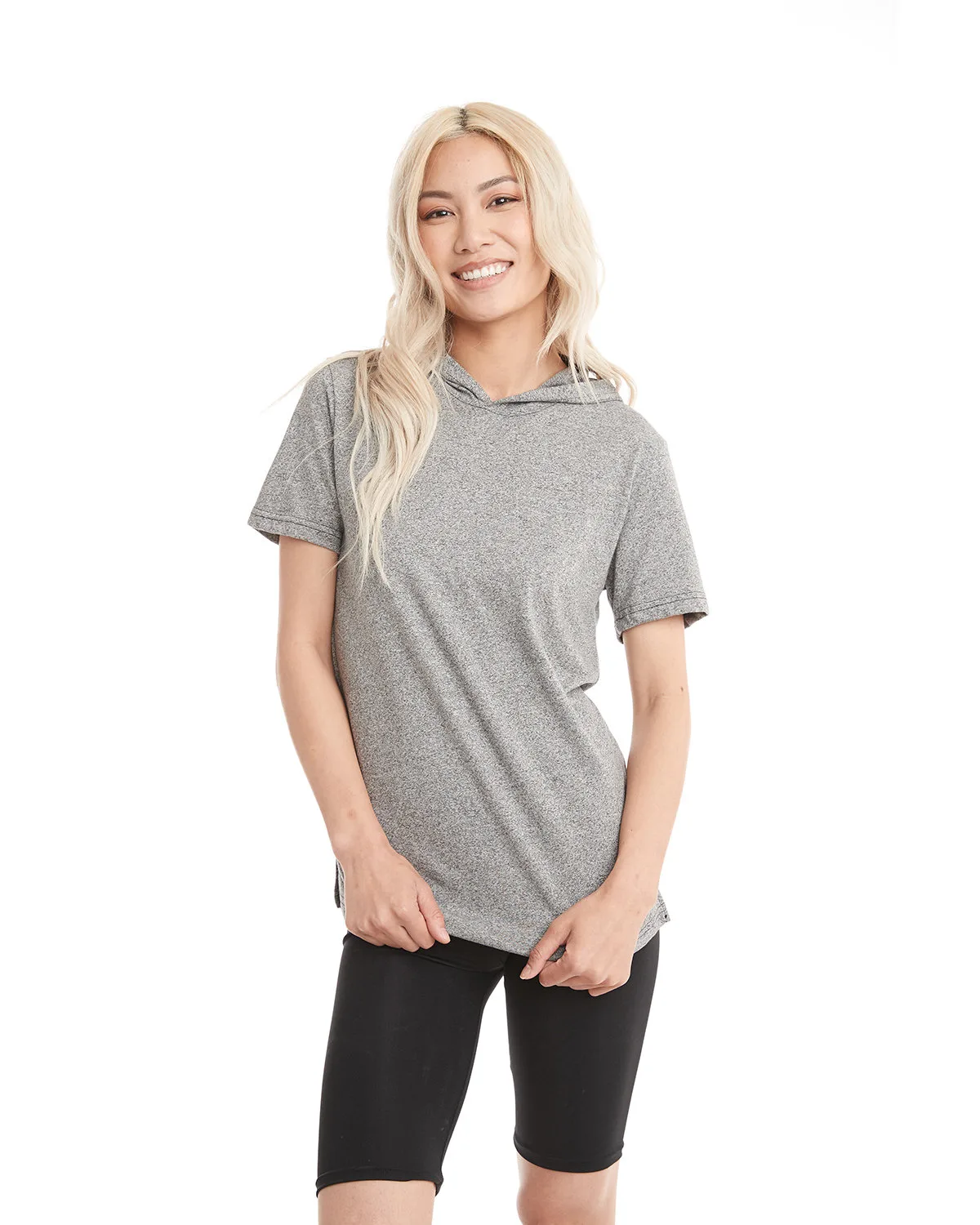NEXT LEVEL APPAREL Unisex Mock Twist Short Sleeve Hoody T-Shirt view 3