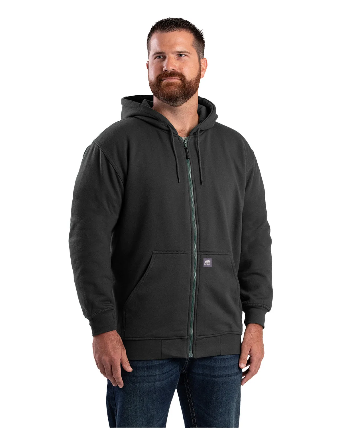 Berne Apparel Men's Tall Heritage Thermal-Lined Full-Zip Hooded Sweatshirt view 2
