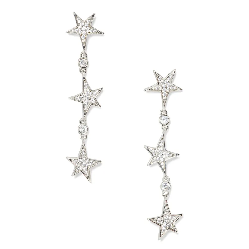 kate spade new york You'Re A Star Linear Earrings - Clear/Silver