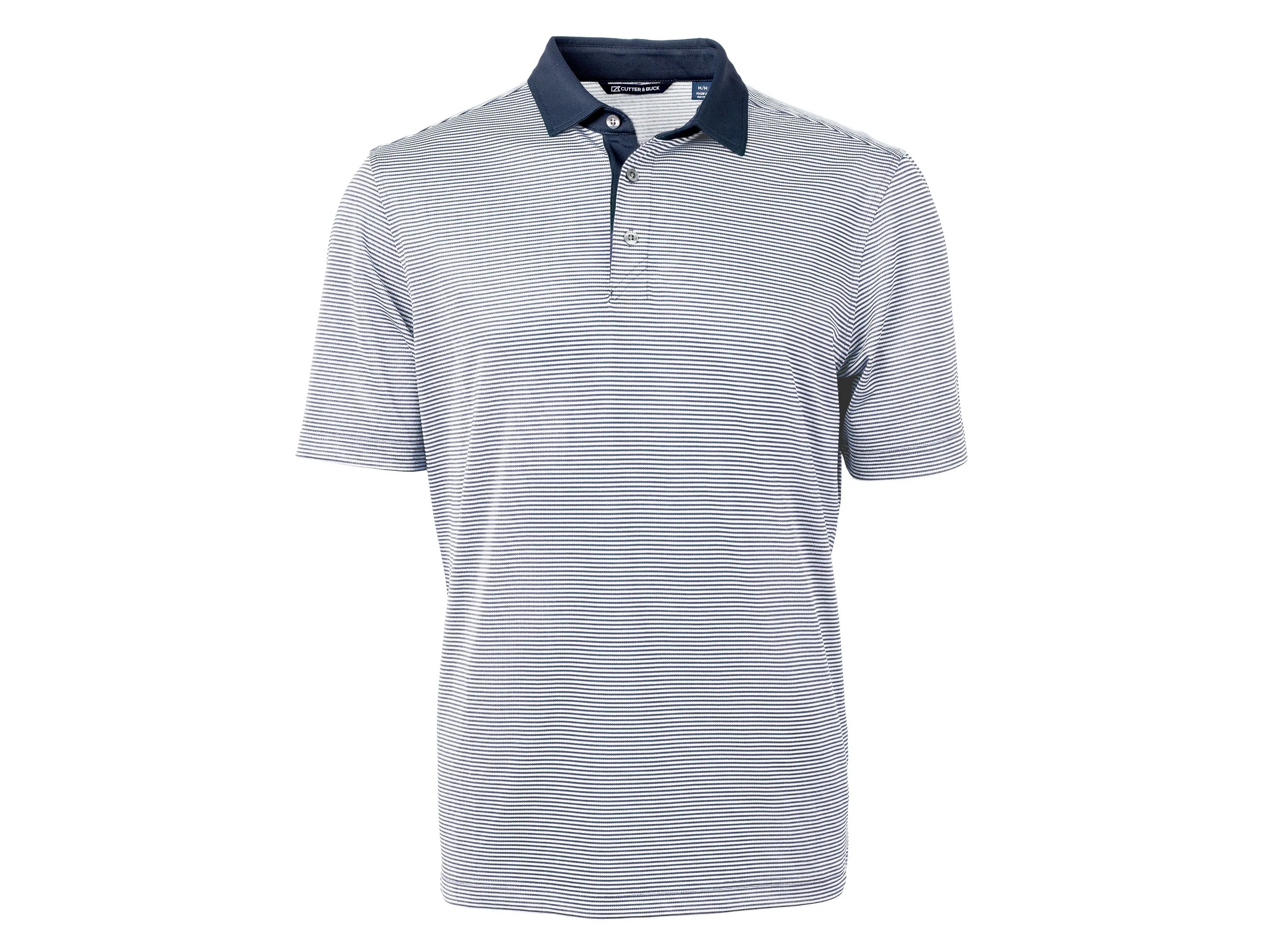 Cutter & Buck Virtue Eco Pique Micro Stripe Recycled Mens Big & Tall Polo view 3