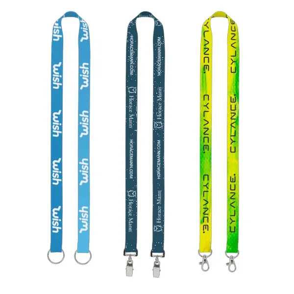 IMPORT Rush 3/4" Dye-Sublimated Double-Ended Lanyard with Dual Sewn Silver Metal Split-Ring