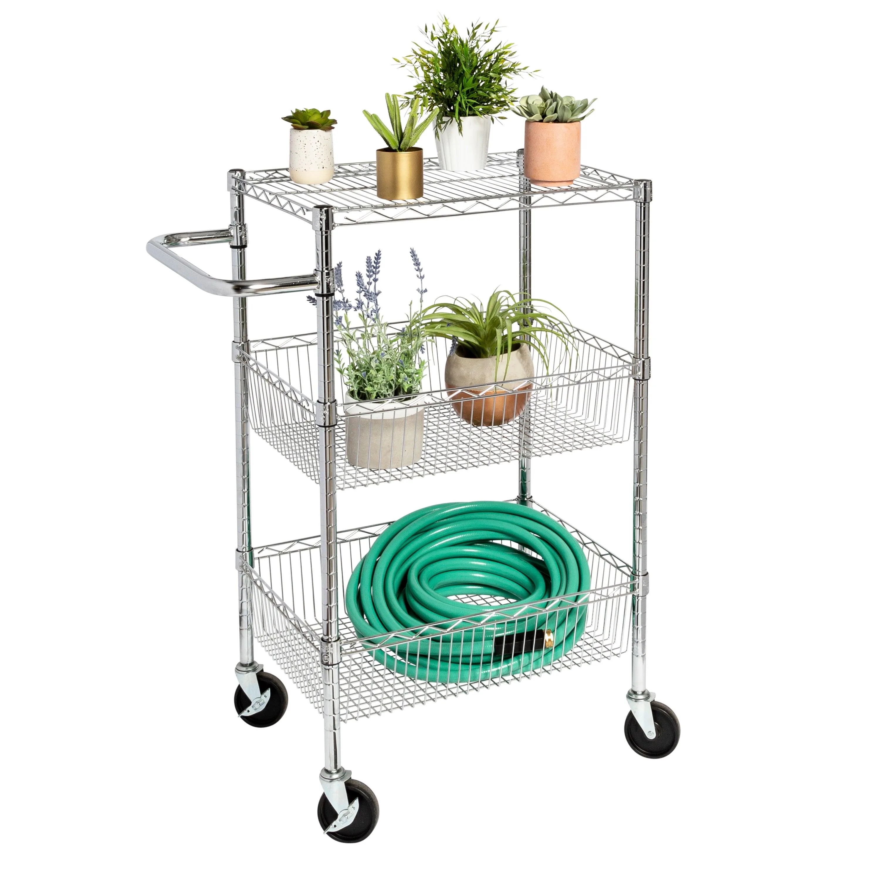 Honey-Can-Do 3 Shelf Chrome Rolling Utility Cart