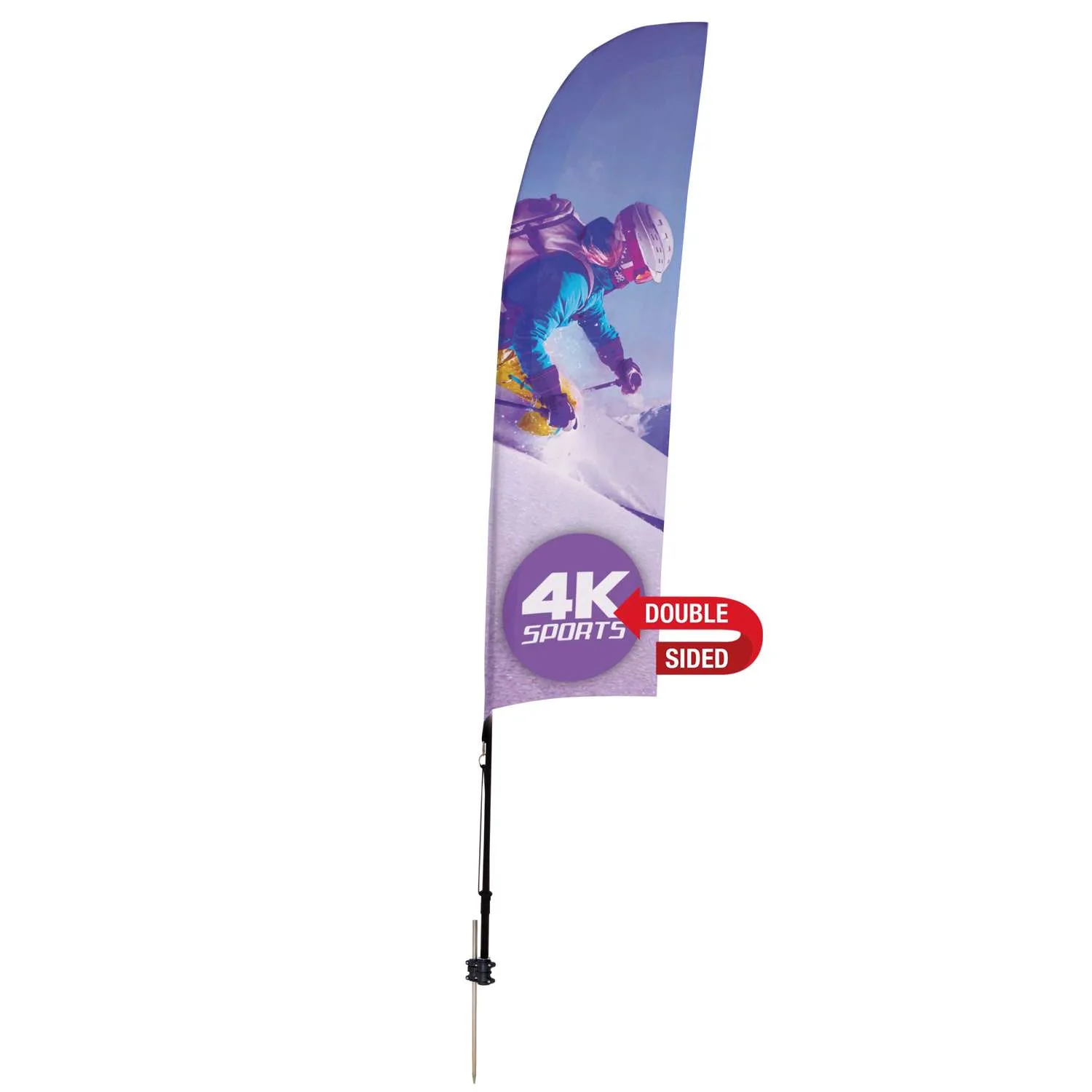 7' Streamline Blade Sail Sign Flag, 2-Sided, Ground Spike