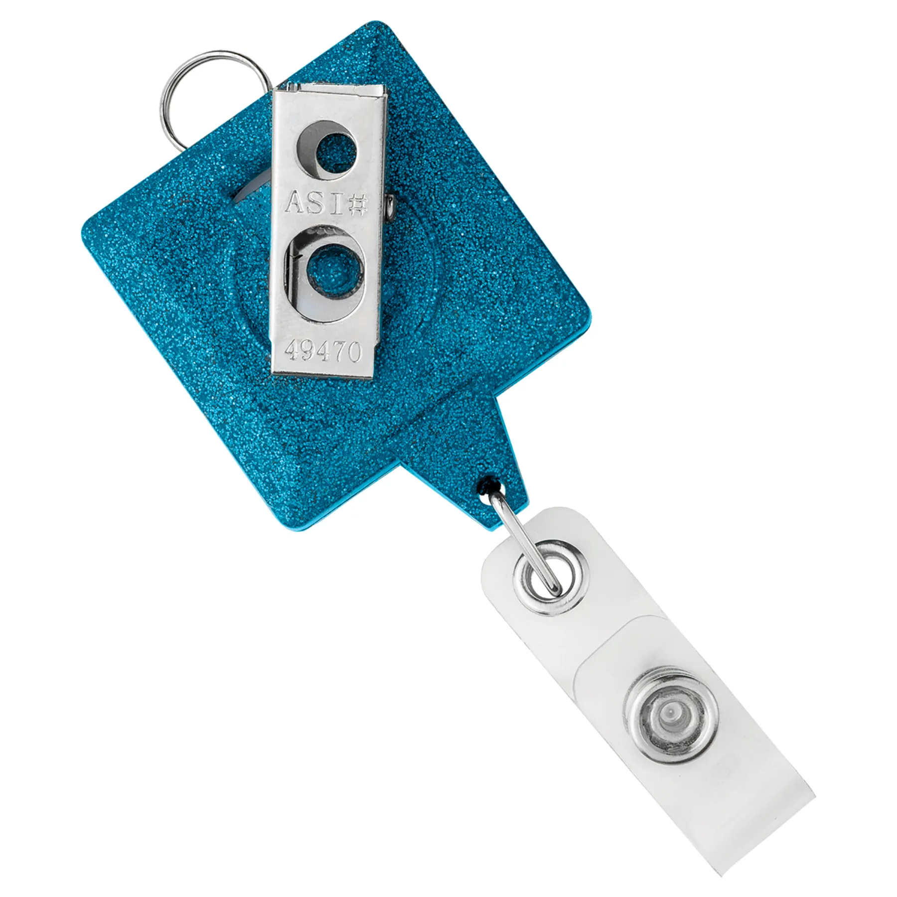 JUMBO Square Glitter Retractable Badge Reel w/lanyard attachment view 3