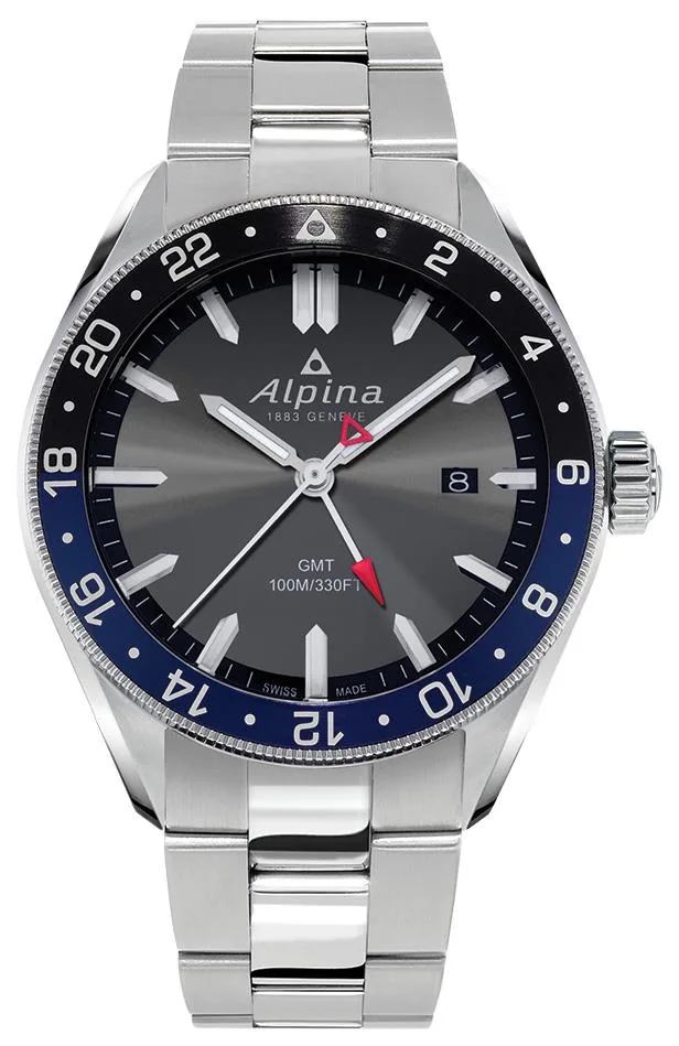 Alpina Mens Quartz Stainless Steel Bracelet w/Black Dial Watch