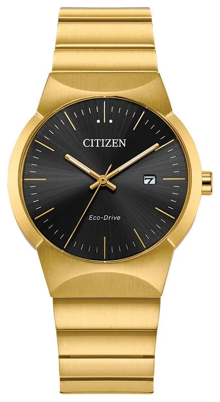 Citizen Watch Ladies' Eco-Drive Axiom Gold-Tone Stainless Steel Bracelet Watch Black Dial