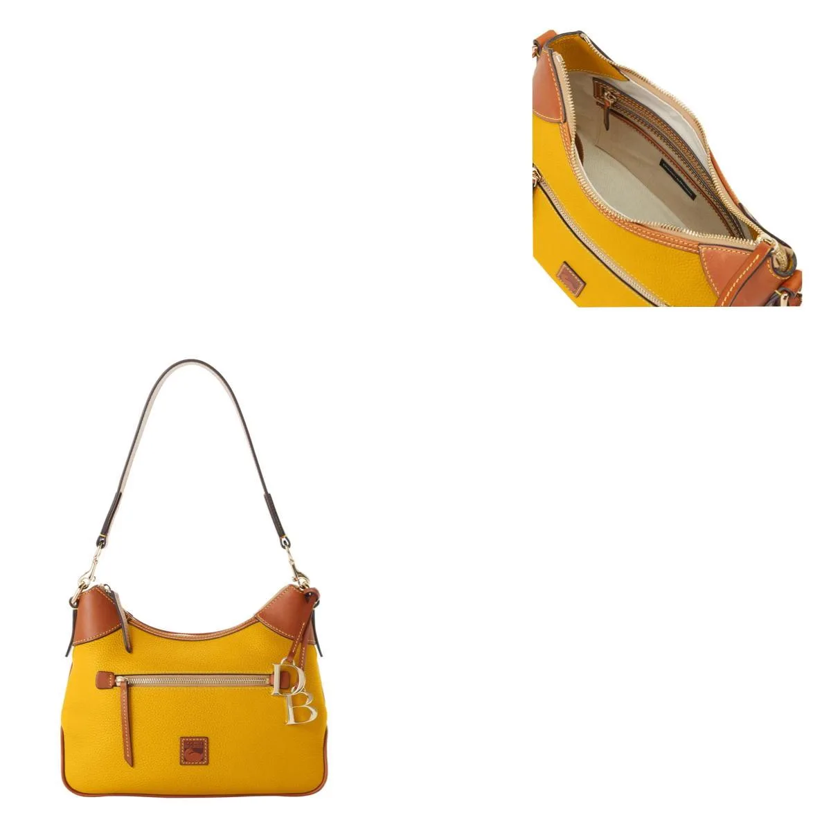 Dooney & Bourke Mustard Pebble Grain Hobo