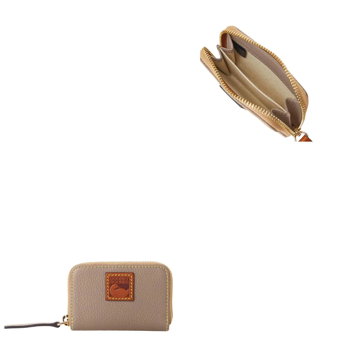 Dooney & Bourke Pebble Grain Zip Around Credit Card Case - Taupe