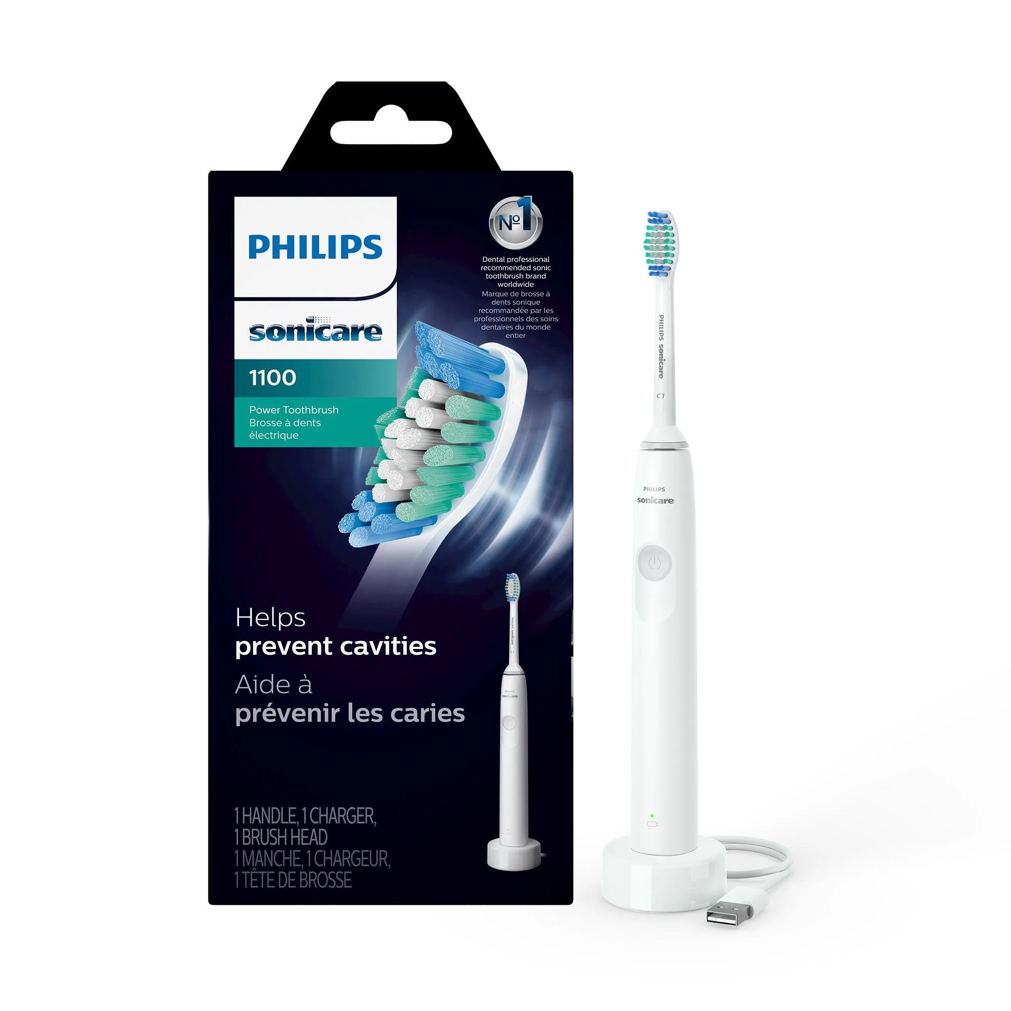 Philips Sonicare 1100 Series White Gray Sonic Electric Toothbrush