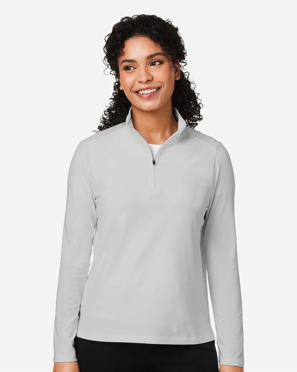 Devon and Jones® Women's Raleigh Stretch Quarter-Zip Pullover Sweater view 2