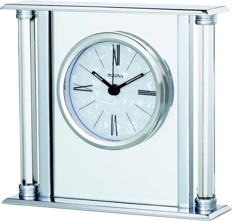 Bulova Clocks The Pearl Silver Mantle Clock