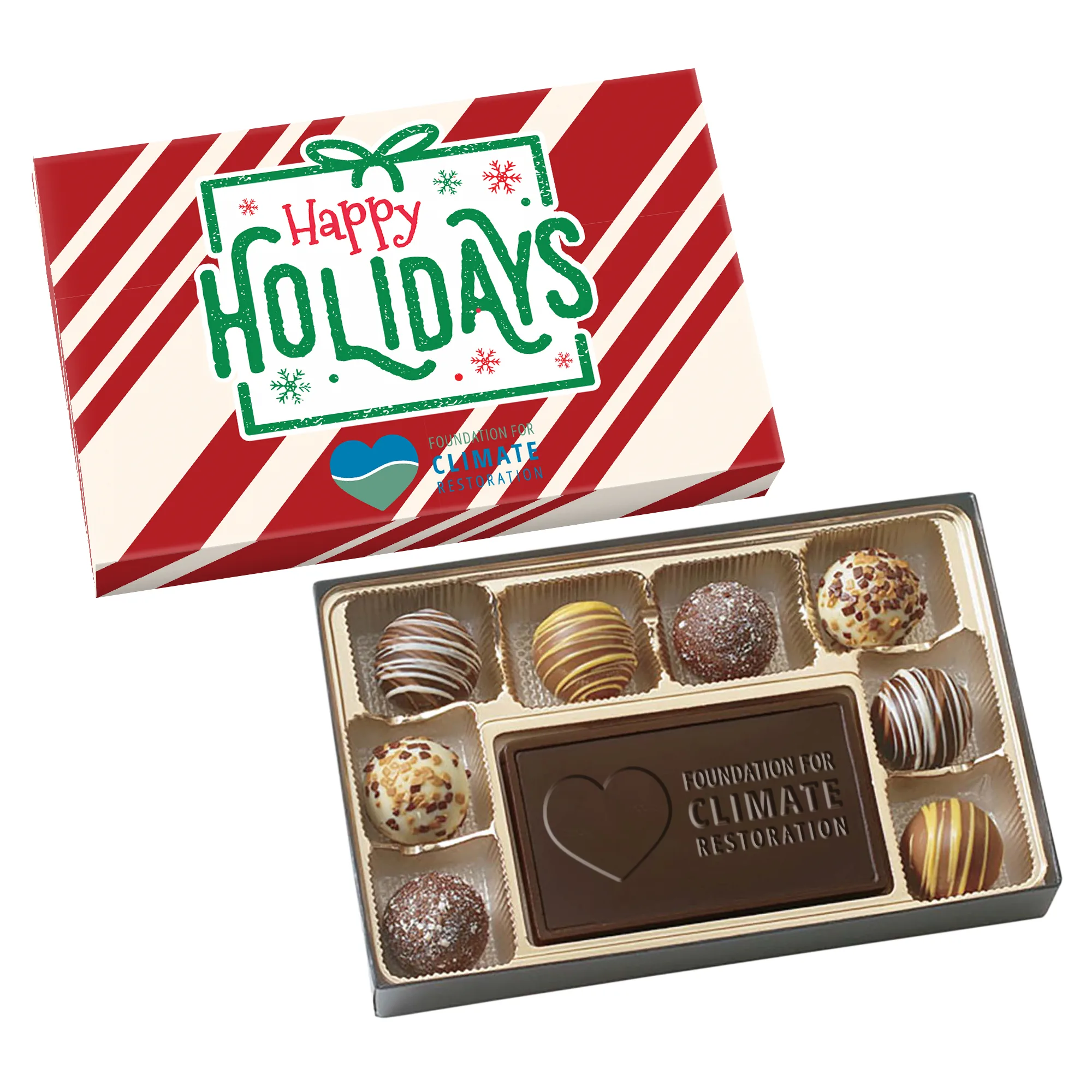 8 Piece Chocolate Truffle Box Full Color Lid w/Chocolate Centerpiece