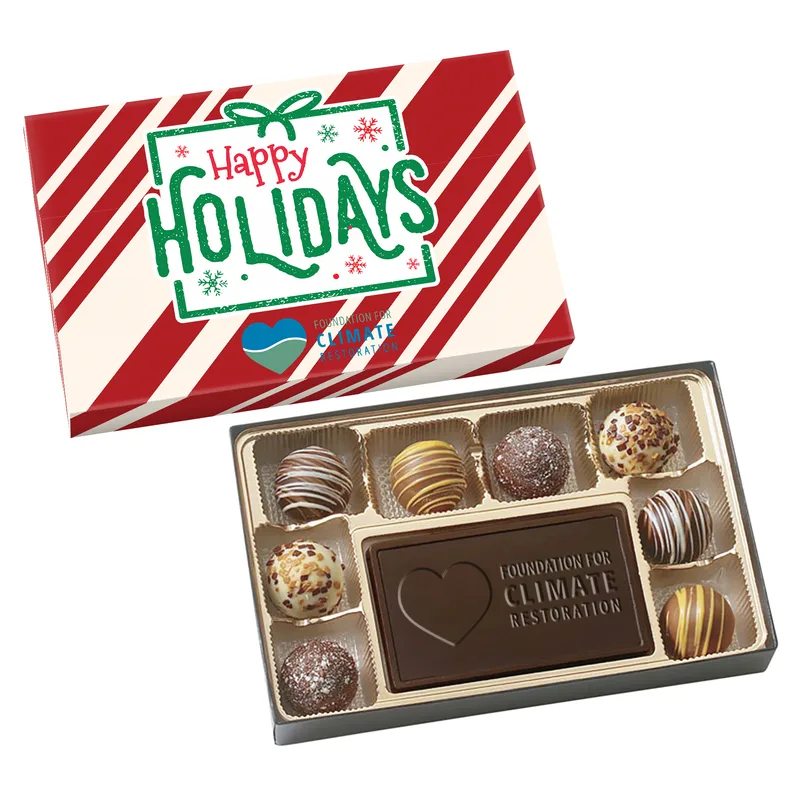 8 Piece Chocolate Truffle Box Full Color Lid w/Chocolate Centerpiece