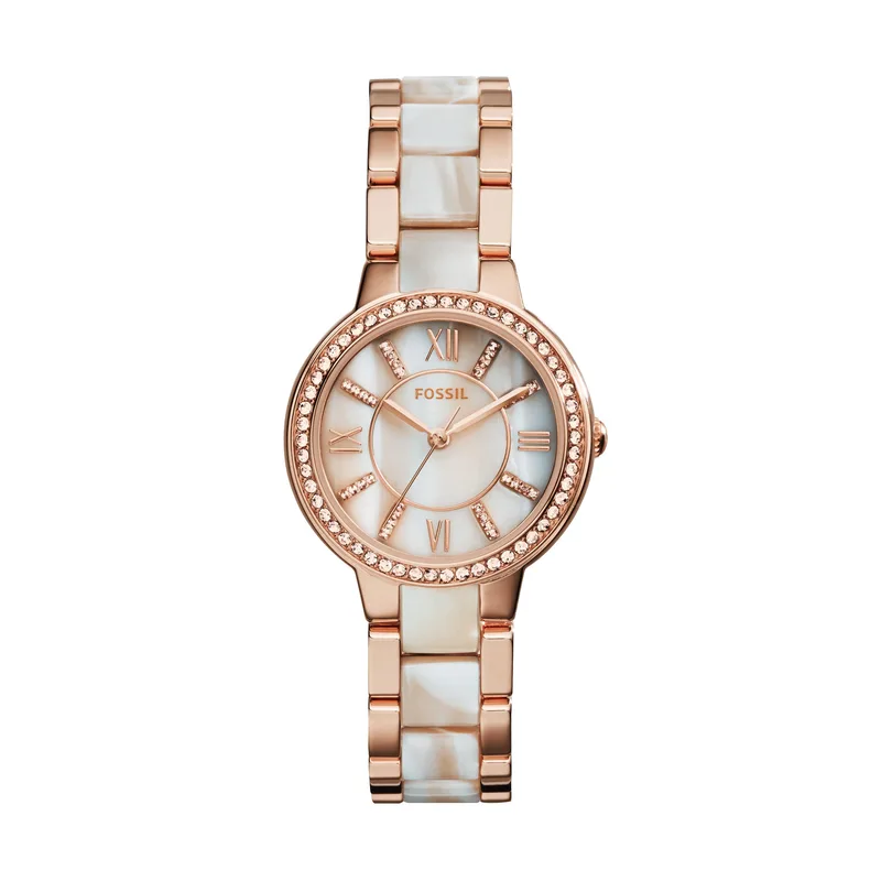 Fossil Ladies Virginia R G & Horn Acetate Watch Shimmer Horn Dial