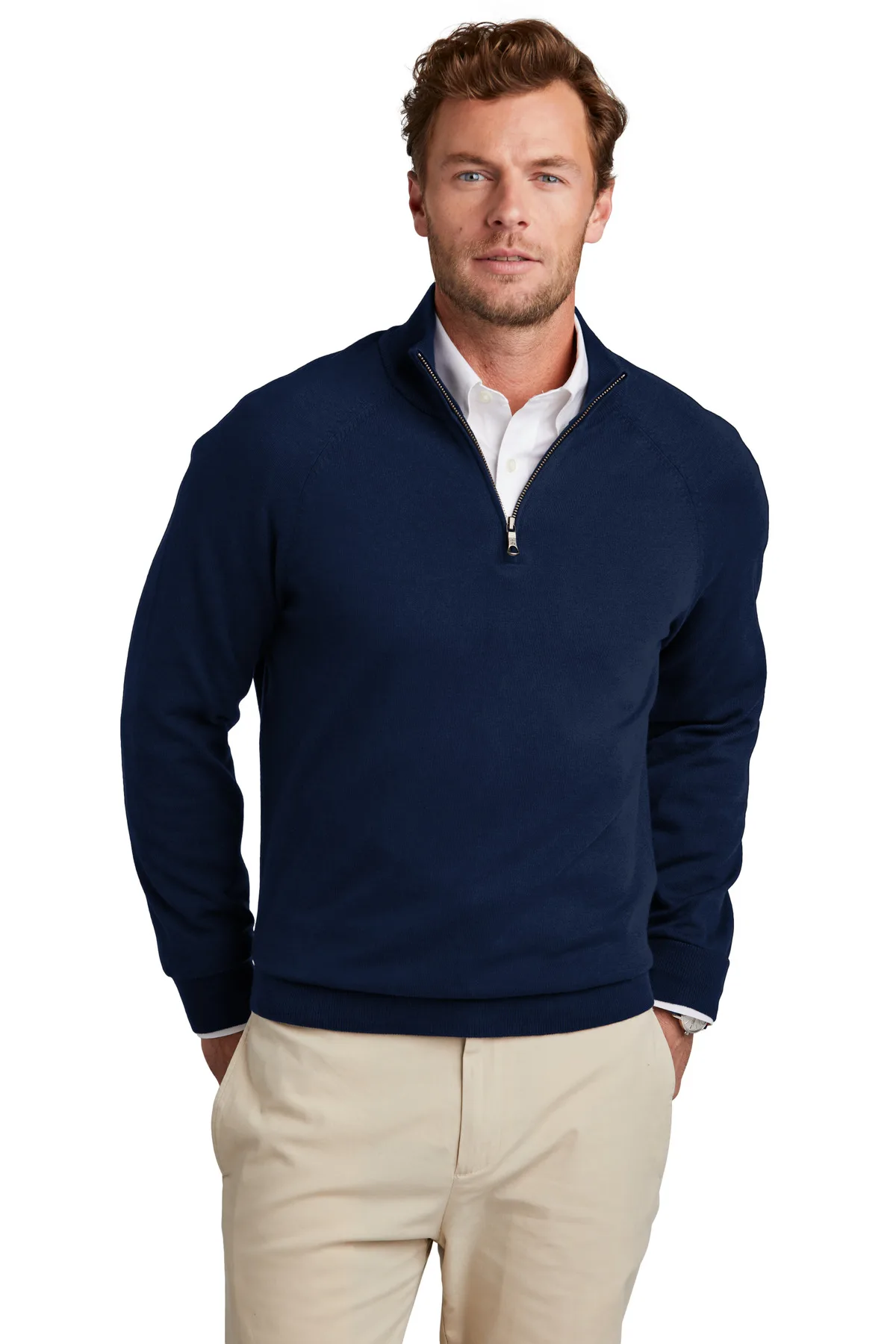 Brooks Brothers® Cotton Stretch 1/4-Zip Sweater view 3