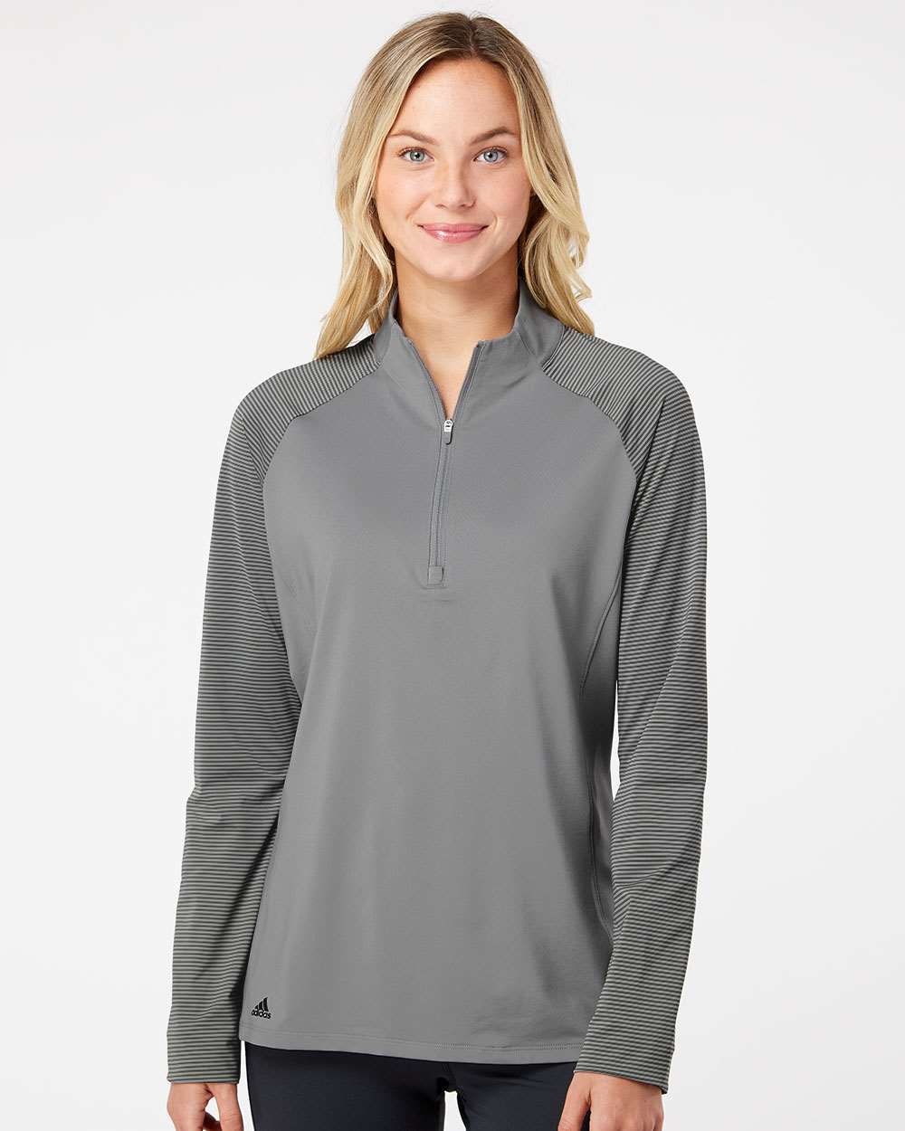 Adidas® Women's Stripe Block Quarter Zip Pullover view 3