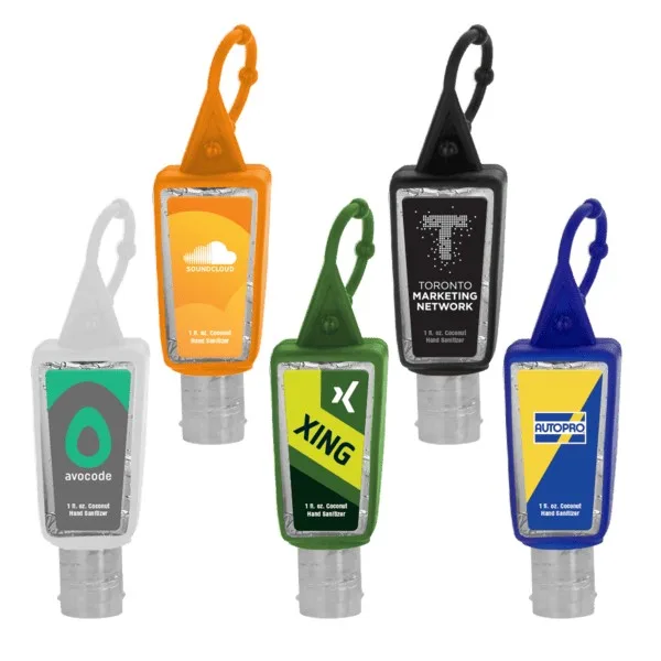 1 oz. Clear Sanitizer in Trapezoid Bottle with Sleeve view 2