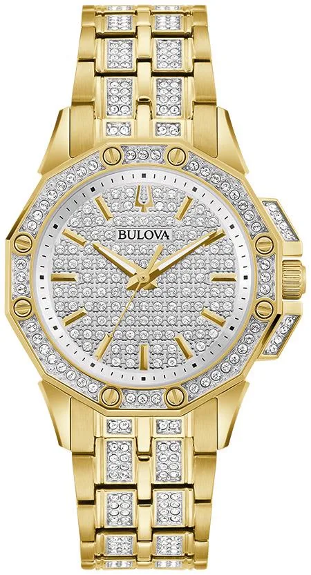 Bulova Watches Ladies' Crystal Octava Collection, Gold-Tone Stainless Steel Bracelet Watch