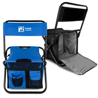 Folding Chair w/24 Can Cooler Bag & Pockets — Black