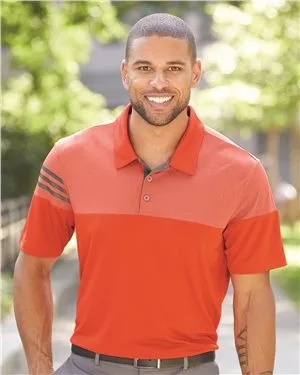 Adidas® Heathered 3-Stripes Colorblocked Polo Shirt view 2