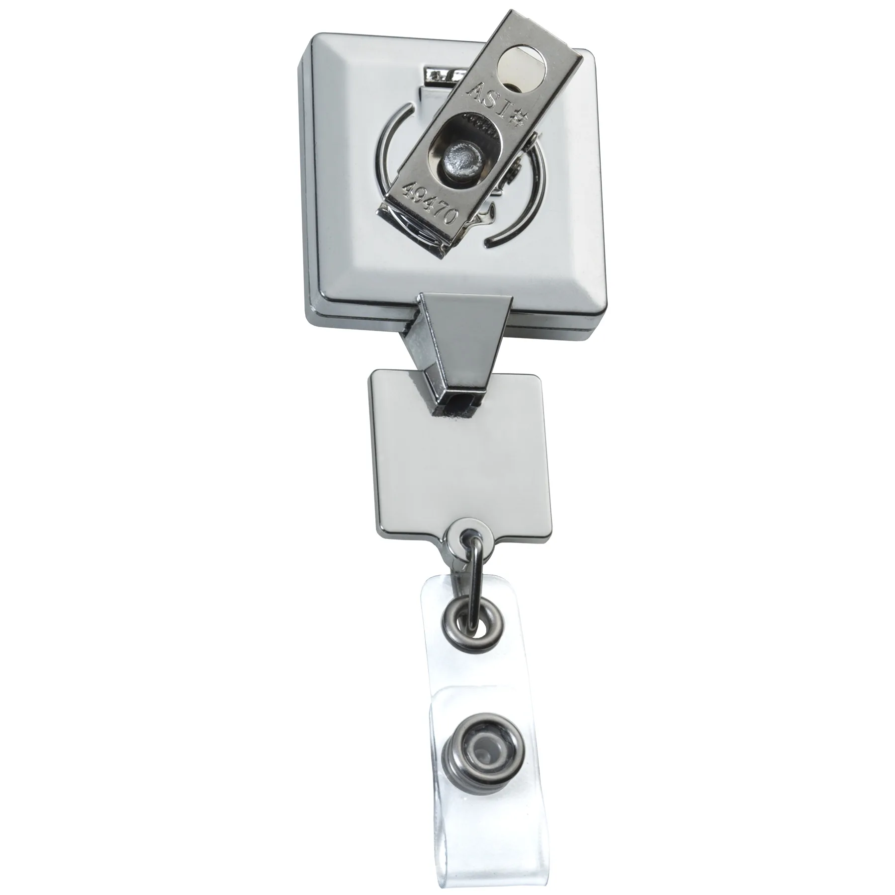 Chrome Double Up Square Retractable Badge Reel view 3