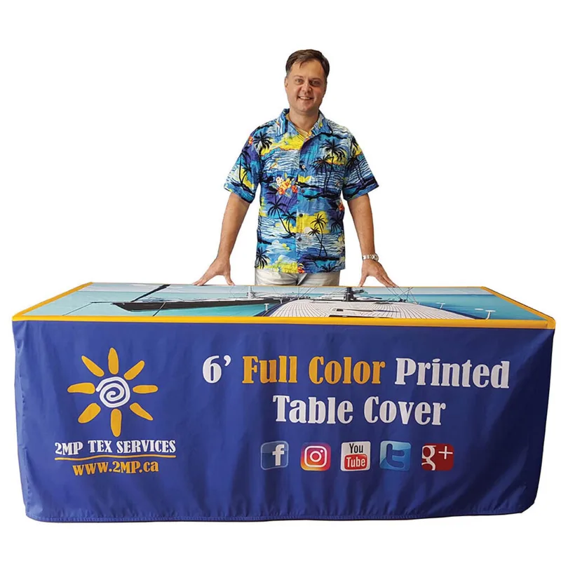 Premium 8' Throw Dye Sublimated Fitted Table Cloth