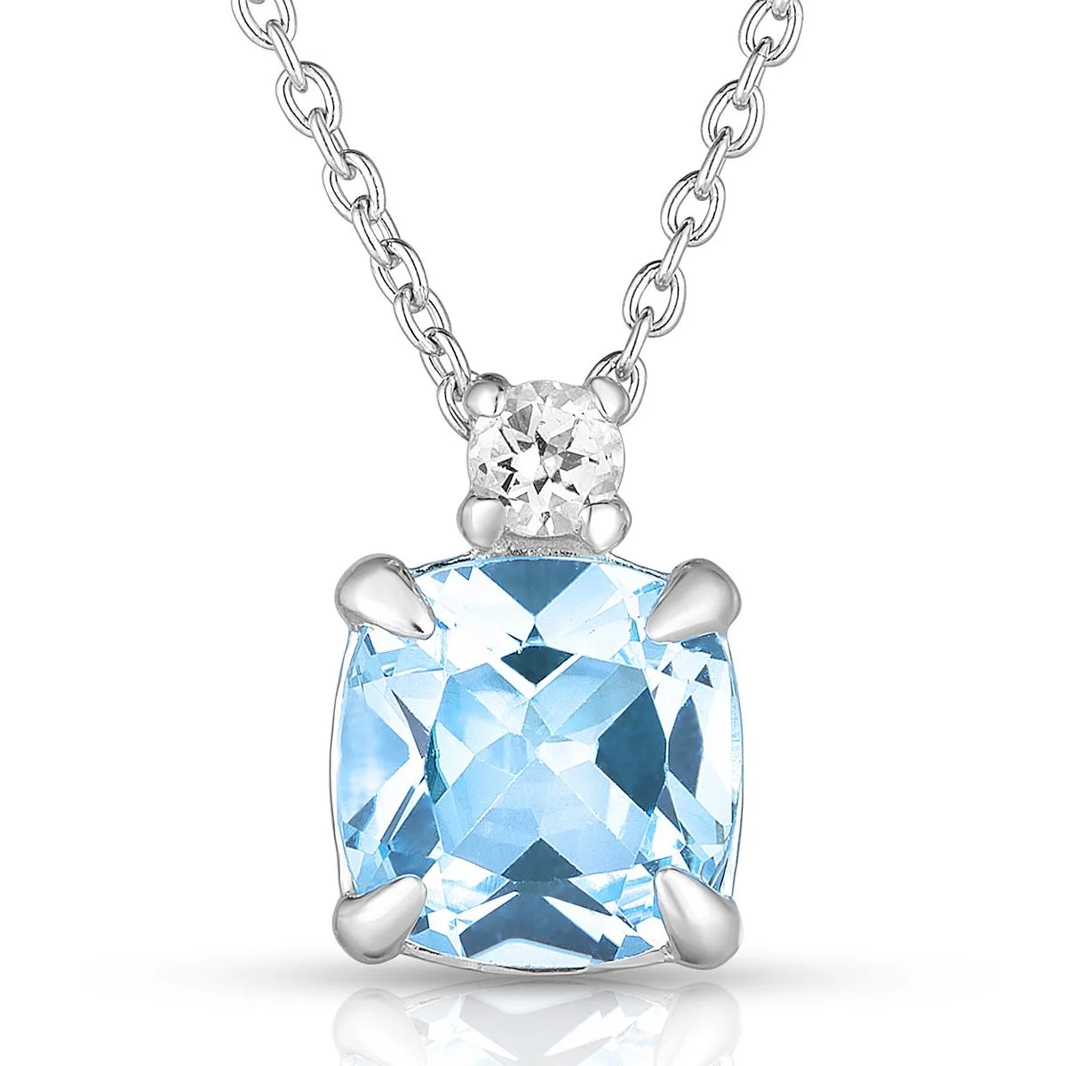 Jilco Inc Cushion Cut Blue Topaz Necklace