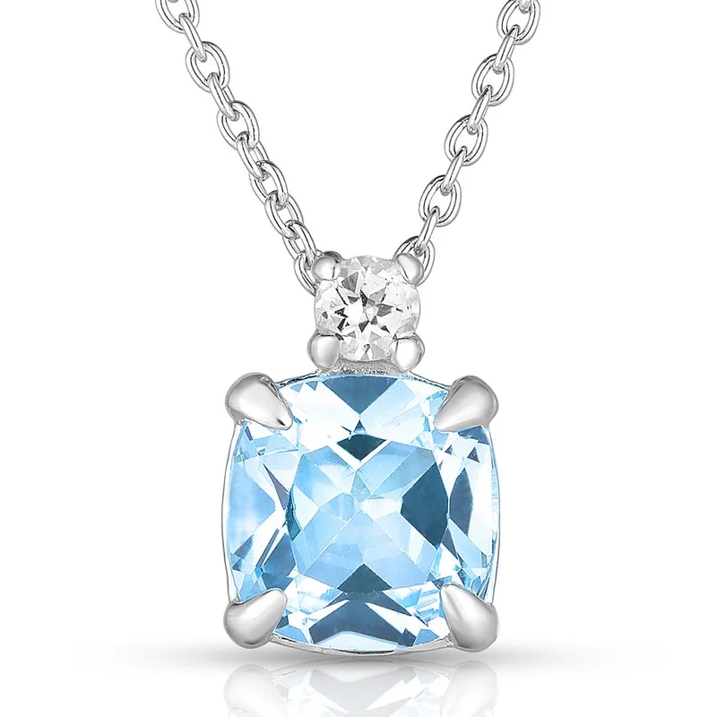 Jilco Inc Cushion Cut Blue Topaz Necklace