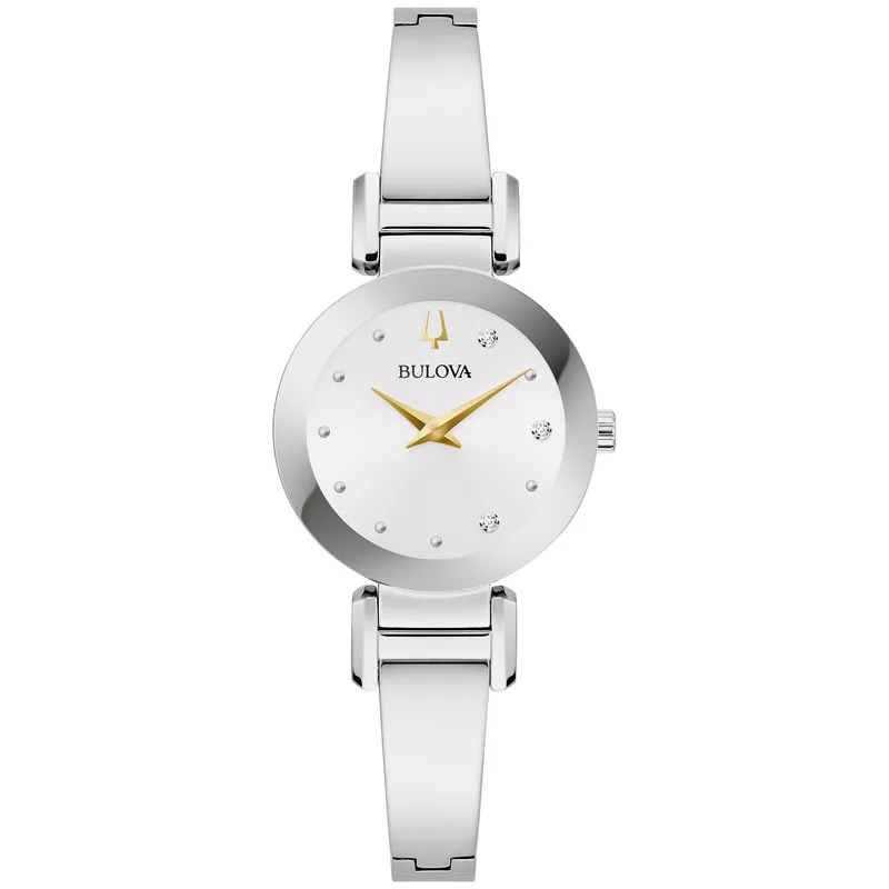 Bulova Watches Ladies' Marc Anthony Stainless Steel Bangle Watch Silver-White Dial