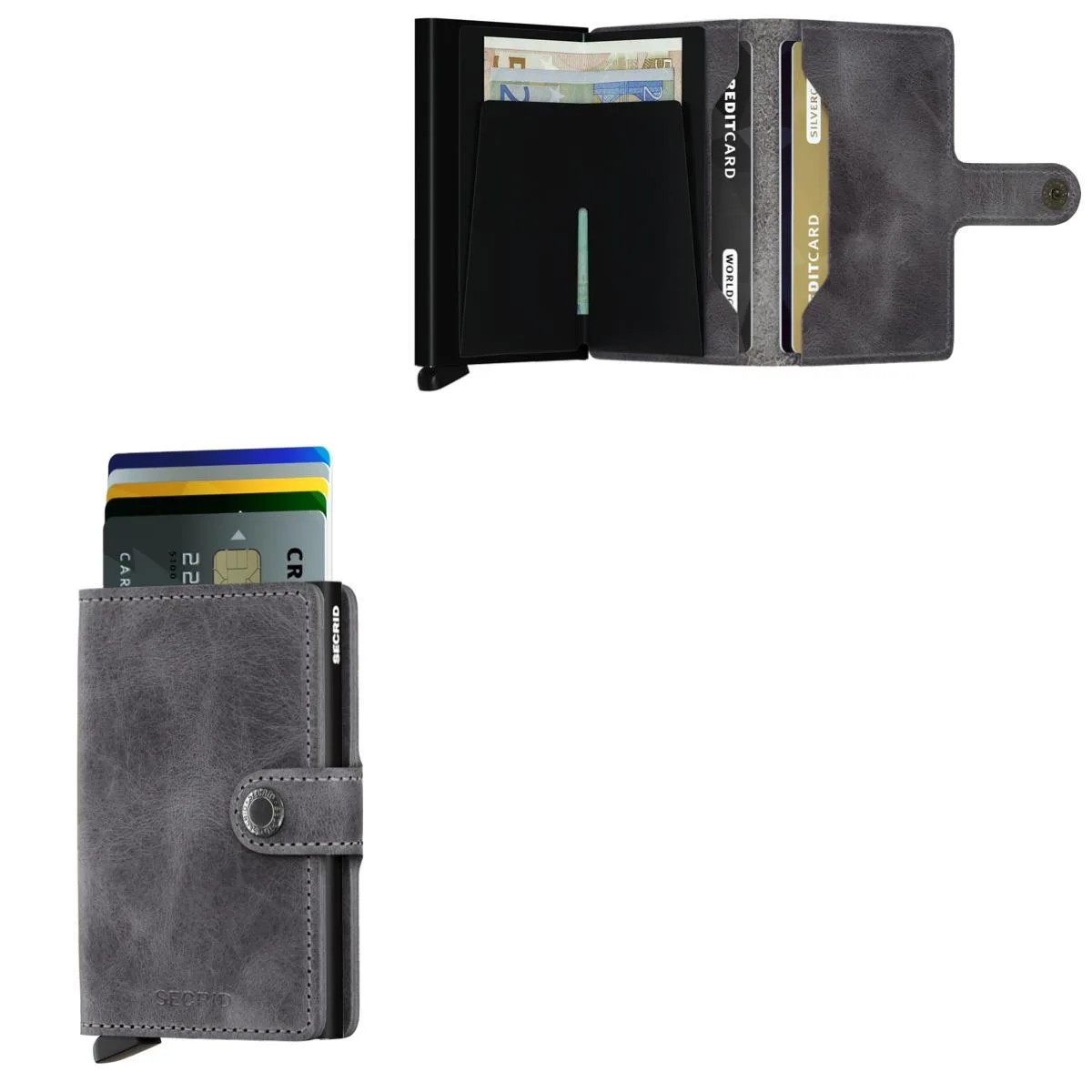 Secrid Miniwallet Vintage Leather - Gray Black