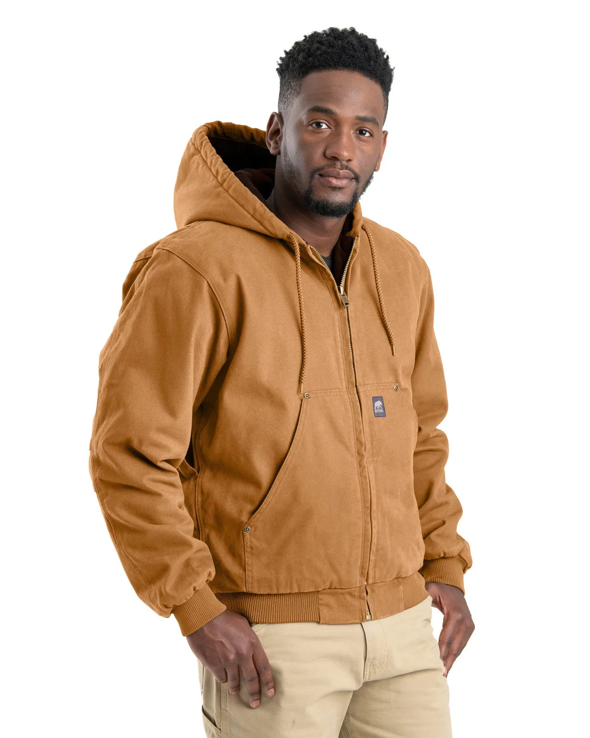 Berne Apparel Men's Tall Heartland Washed Cotton Duck Hooded Jacket view 3
