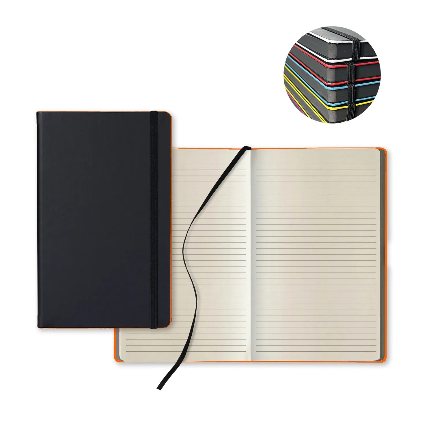 Castelli Black Laser Medio Lined Ivory Page Journal view 2