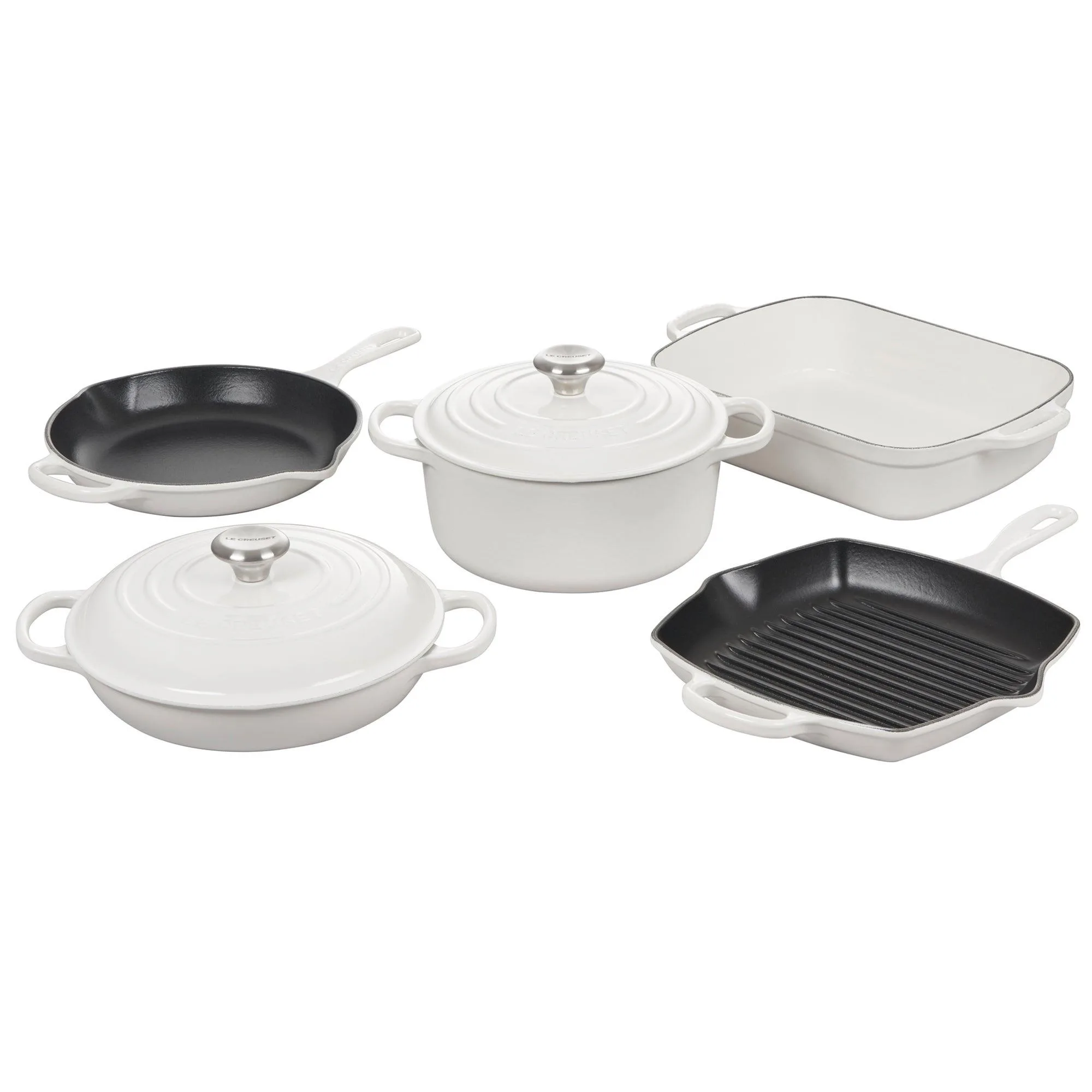 Le Creuset 7Pc Signature Cast Iron Cookware Set White
