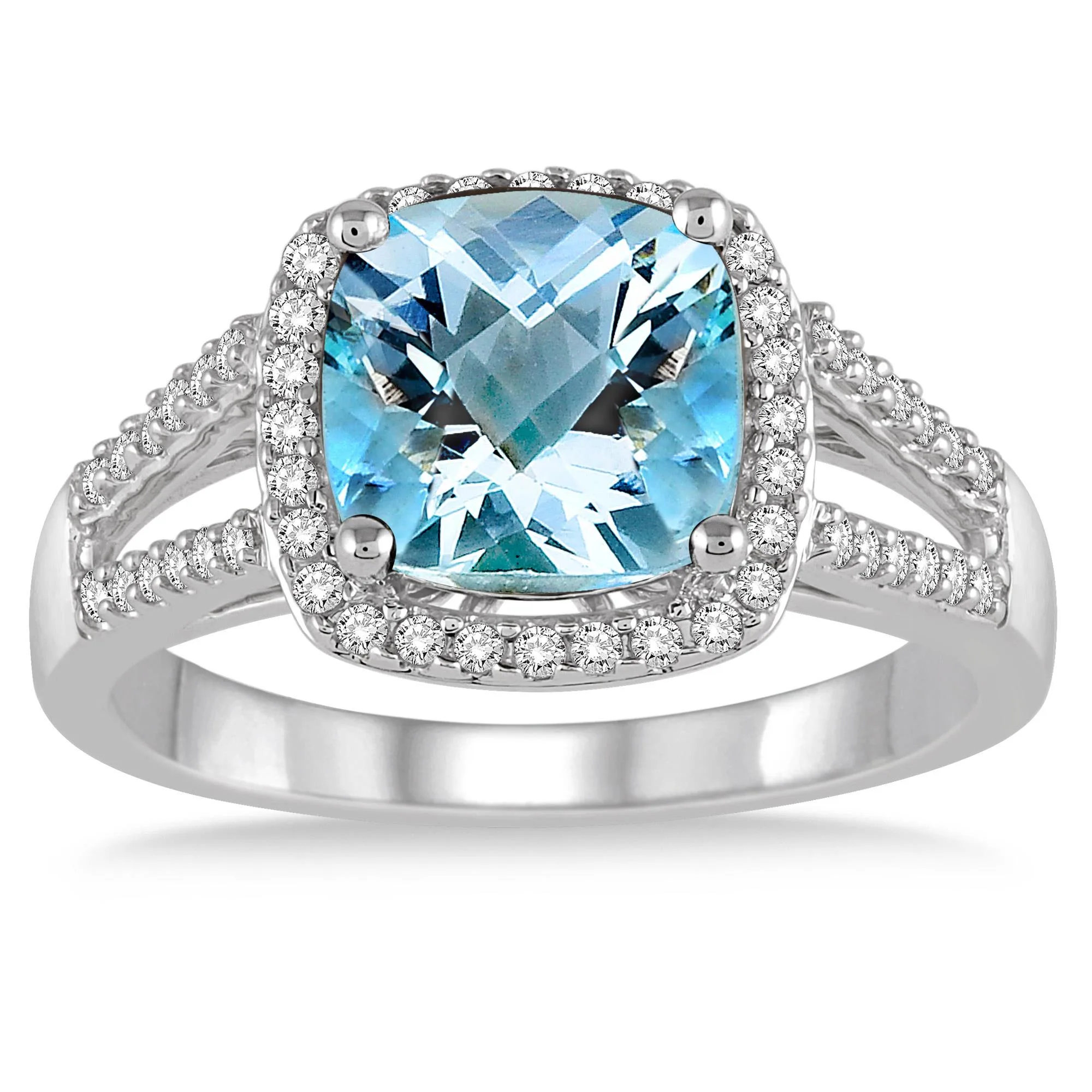 Jilco Inc Aquamarine & Diamond Ring - Size 9