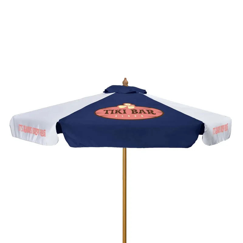 7' Wood Market Umbrella Kit With Valance (6 Imprints)