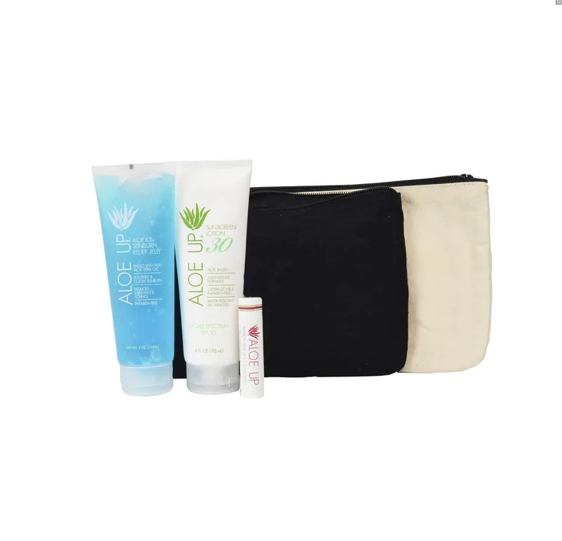 Aloe Up Cotton Canvas Bag w/White Collection Sunscreen
