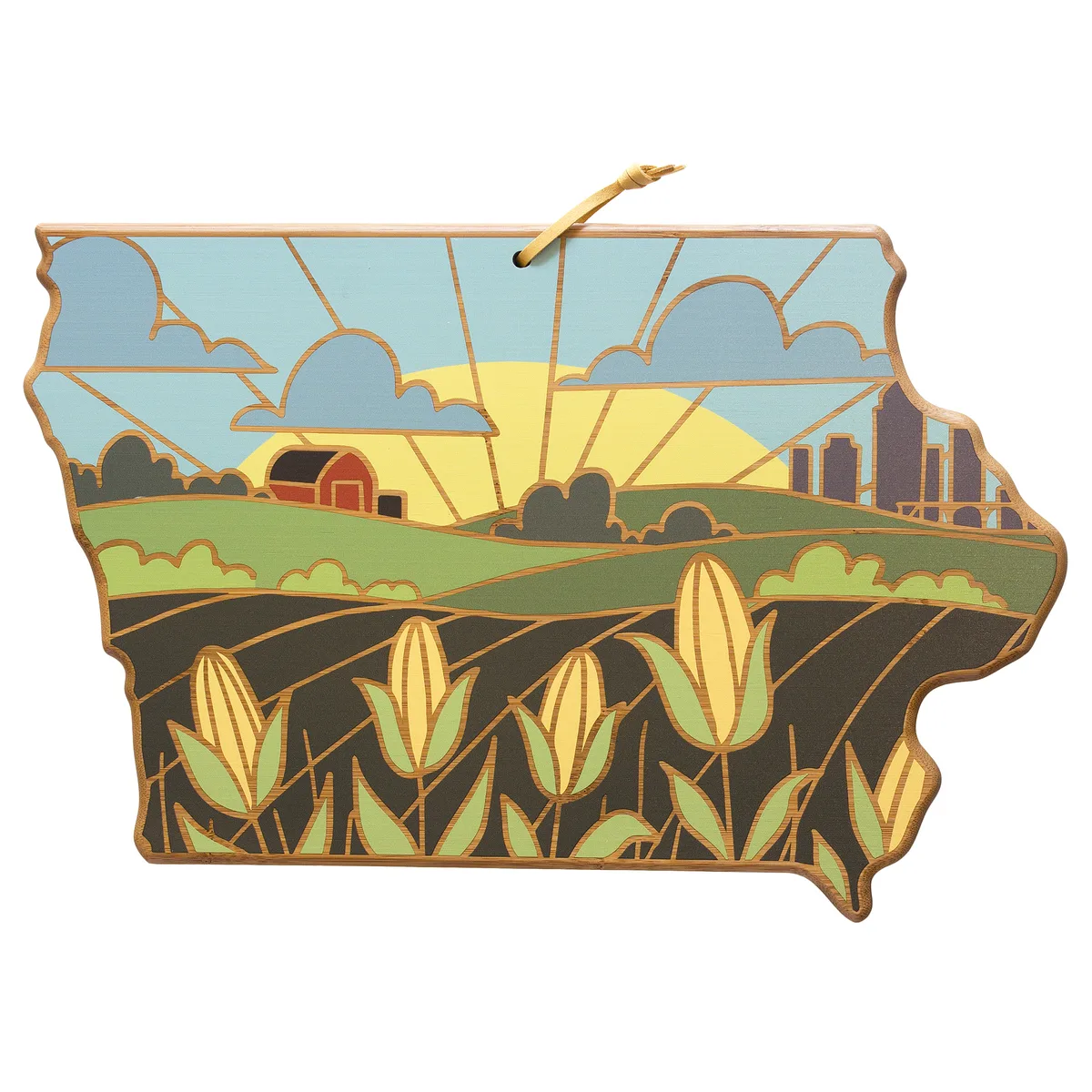 Iowa State Shaped Serving & Cutting Board w/Artwork by Summer Stokes