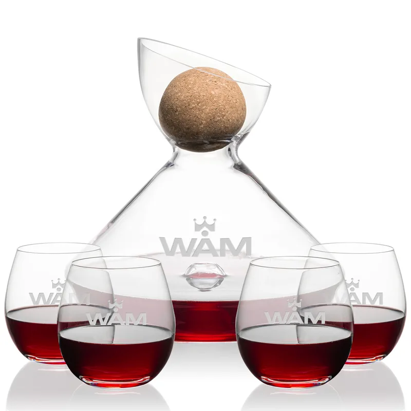 Stemless Set w/ Cork, Redmond Wine Set, Carafe & 4 Stemless