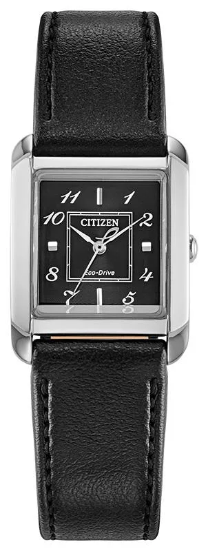 Citizen Watch Ladies' Bianca Leather Strap Watch Black Dial