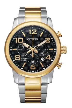 Citizen® Men's Quartz Two-Tone Watch w/Black Dial