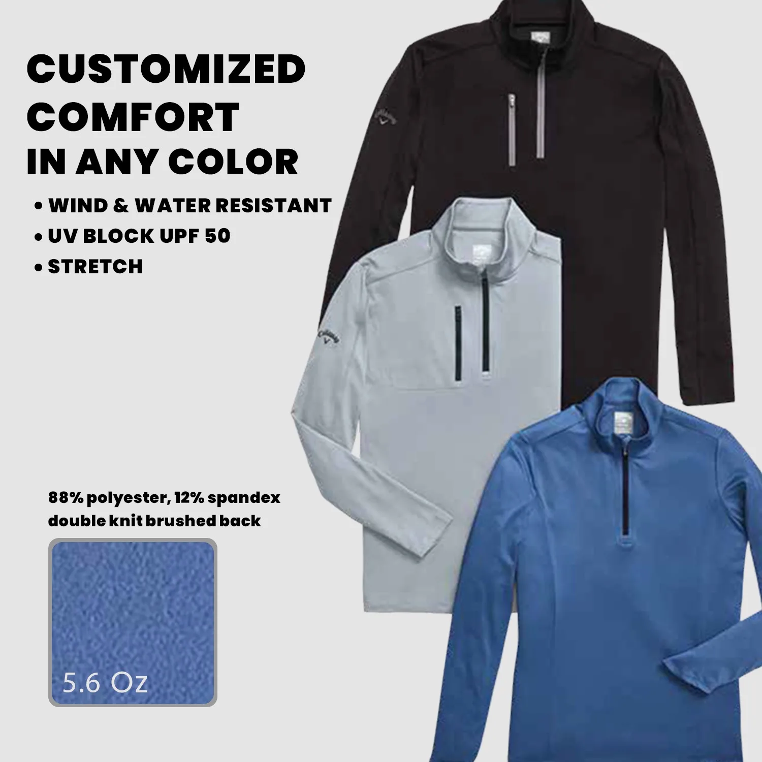 Callaway® Wind & Water Resistant UPF 50+ Women's 1/4-Zip Pullover with Custom Logo view 6