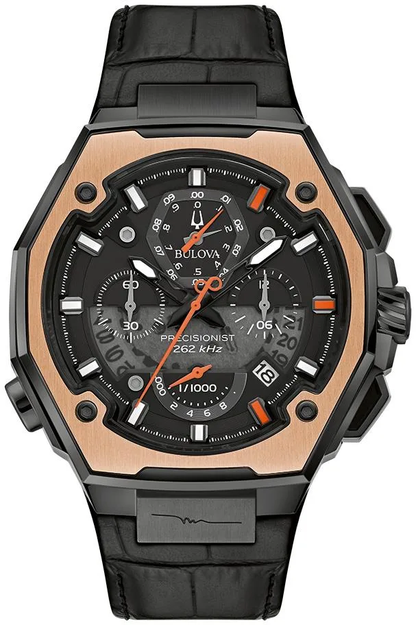 Bulova Watches Men's Marc Anthony X Leather Strap Watch Black Dial. Limited Edition