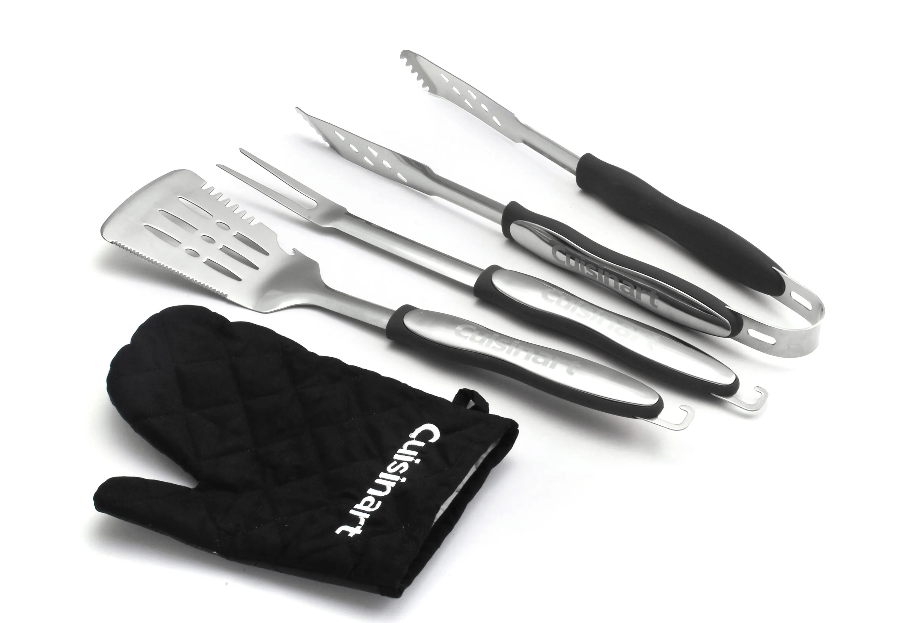 Cuisinart 3 Piece Black Grilling Tool Set w/Grill Glove