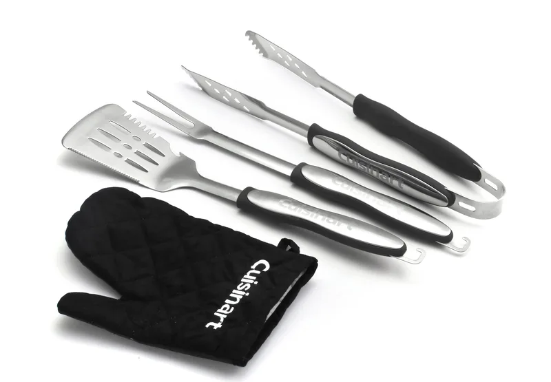 Cuisinart 3 Piece Black Grilling Tool Set w/Grill Glove